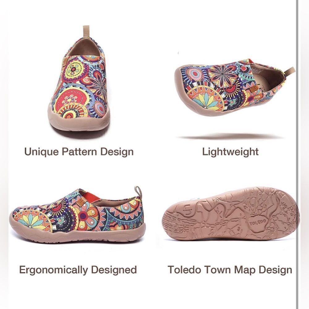 UIN Women Floral Art Painted Canvas Slip-On Ladies Travel Shoes (Blossom) - Picture 4 of 7